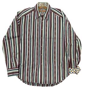 Robert Graham Striped Geometric Flip Cuff Longsleeve Button Up Shirt Size Large